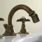 Batteria Bidet 3 Fori Classica in Ottone e Maniglie a Farfalla - Miriano Viadurini