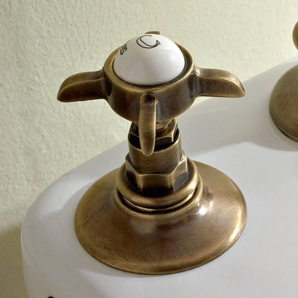 Batteria Bidet 3 Fori Erogazione Interna Ottone e Maniglie a Farfalla - Miriano Viadurini