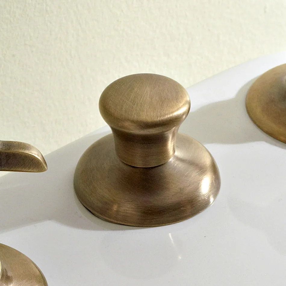 Batteria Bidet 3 Fori Erogazione Interna Ottone e Maniglie a Farfalla - Miriano Viadurini