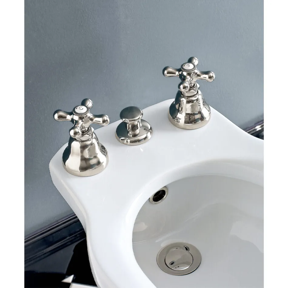 Batteria Bidet 3 Fori Scarico Erogazione Interna Ottone Artigianale - Ercolina Viadurini