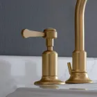 Batteria Lavabo 3 Fori Bocca Alta con Scarico Ottone Made in Italy - Red Viadurini