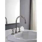 Batteria Lavabo 3 Fori Bocca Alta in Finitura Nichel Made in Italy - Red Viadurini