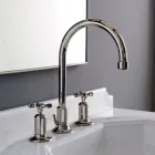 Batteria Lavabo 3 Fori Bocca Alta in Finitura Nichel Made in Italy - Red Viadurini