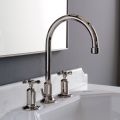 Batteria Lavabo 3 Fori Bocca Alta in Finitura Nichel Made in Italy - Red