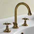 Batteria Lavabo 3 Fori Bocca Alta in Ottone e Maniglie a Farfalla - Miriano Viadurini