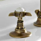 Batteria Lavabo 3 Fori Bocca Alta in Ottone e Maniglie a Farfalla - Miriano Viadurini