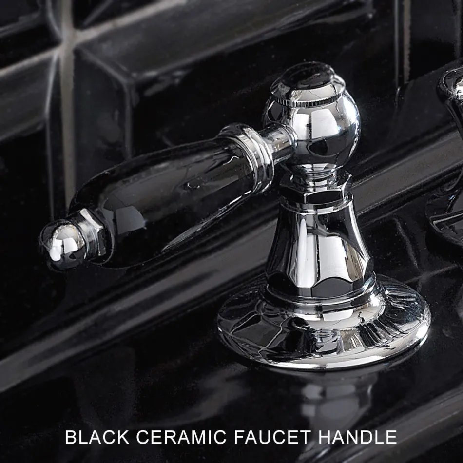 Batteria Lavabo 3 Fori con Leve Stile Classico in Ottone Artigianale - Noriana Viadurini