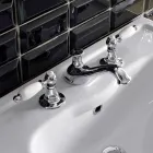Batteria Lavabo 3 Fori con Leve Stile Classico in Ottone Artigianale - Noriana Viadurini