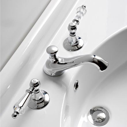 Batteria Lavabo 3 Fori con Leve Stile Classico in Ottone Artigianale - Noriana Viadurini