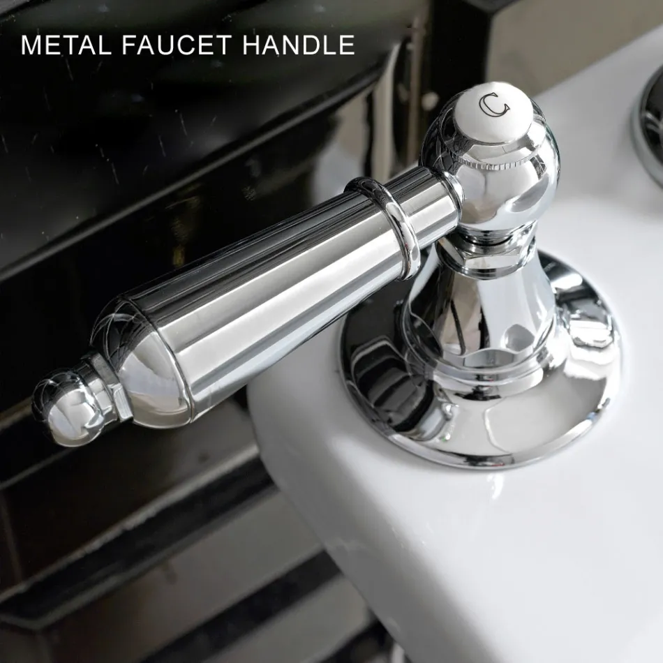 Batteria Lavabo 3 Fori con Scarico Ottone Stile Classico Artigianale - Noriana Viadurini