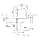 Batteria Lavabo 3 Fori con Scarico Ottone Stile Classico Artigianale - Noriana Viadurini