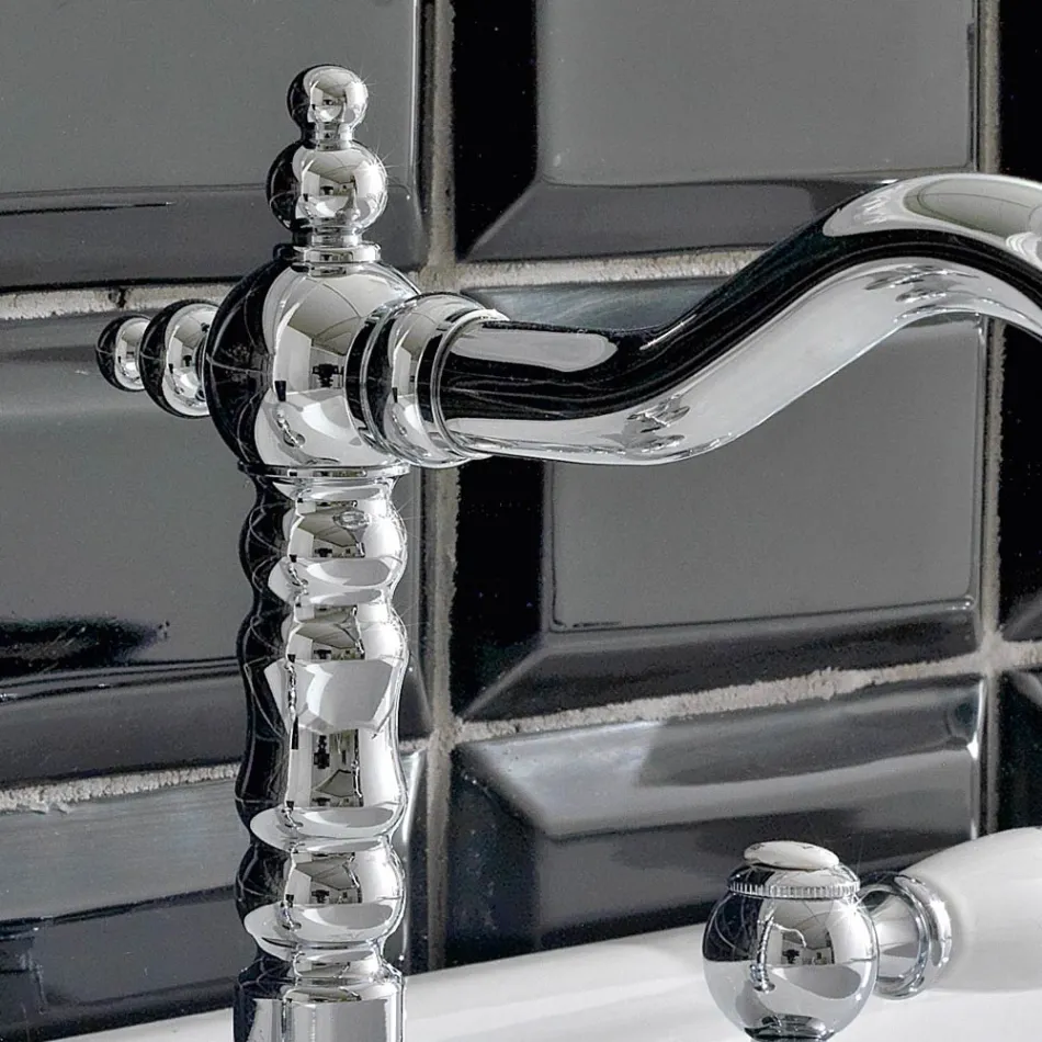 Batteria Lavabo 3 Fori con Scarico Ottone Stile Classico Artigianale - Noriana Viadurini