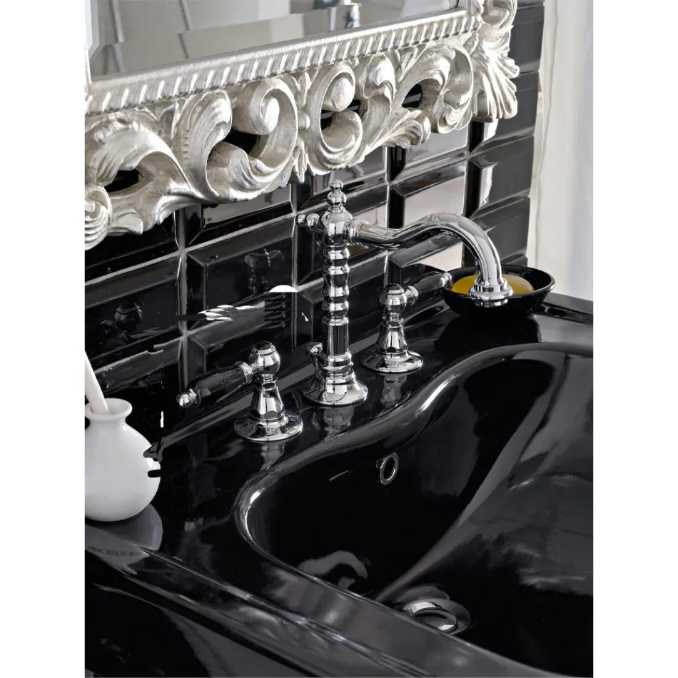 Batteria Lavabo 3 Fori con Scarico Ottone Stile Classico Artigianale - Noriana Viadurini