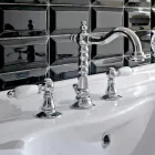 Batteria Lavabo 3 Fori con Scarico Ottone Stile Classico Artigianale - Noriana Viadurini