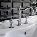 Batteria Lavabo 3 Fori con Scarico Ottone Stile Classico Artigianale - Noriana