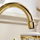 Batteria Lavabo a 3 Fori Bocca Alta in Ottone Fatto a Mano Classico - Fioretta Viadurini