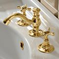Batteria Lavabo a 3 Fori con Scarico in Ottone Fatto a Mano Classico - Fioretta