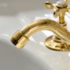 Batteria Lavabo a 3 Fori con Scarico in Ottone Fatto a Mano Classico - Fioretta Viadurini