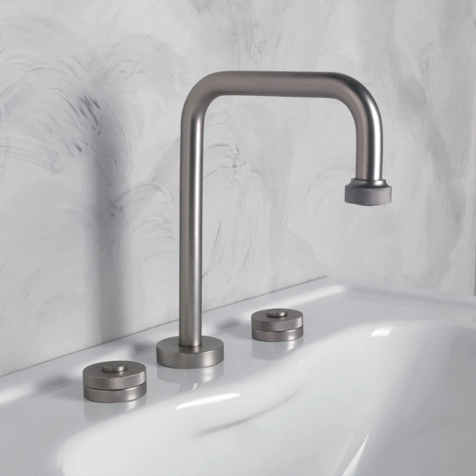 Batteria Lavabo Moderna 3 Fori con Scarico Made in Italy - Quito Viadurini