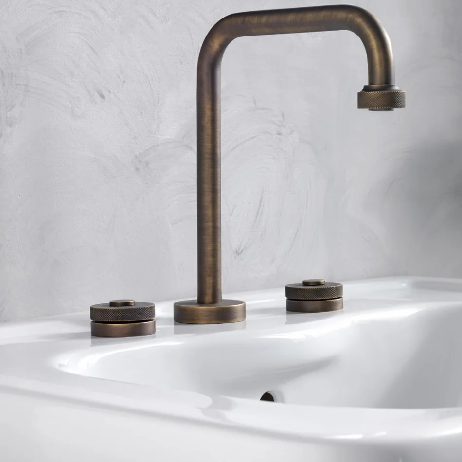 Batteria Lavabo Moderna 3 Fori con Scarico Made in Italy - Quito Viadurini