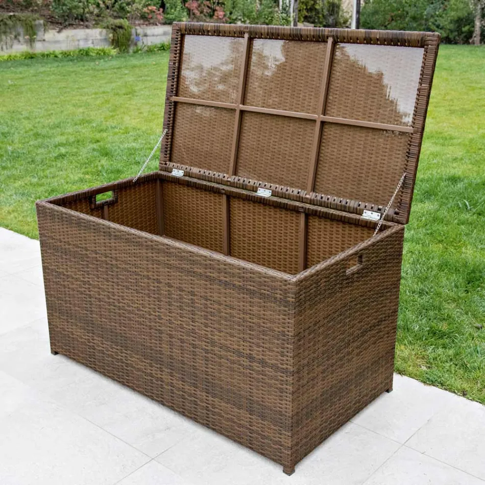 Baule Contenitore Outdoor in Polyrattan Intrecciato a Mano – Harald Viadurini