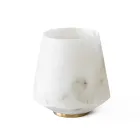 Bicchiere Acqua in Marmo Bianco di Carrara Satinato e Ottone - Scaglio Viadurini