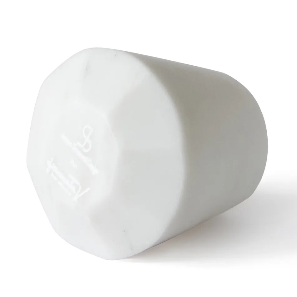 Bicchiere Acqua Marmo Bianco di Carrara Satinato Design Italiano - Scaglio Viadurini