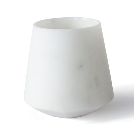 Bicchiere Acqua Marmo Bianco di Carrara Satinato Design Italiano - Scaglio Viadurini