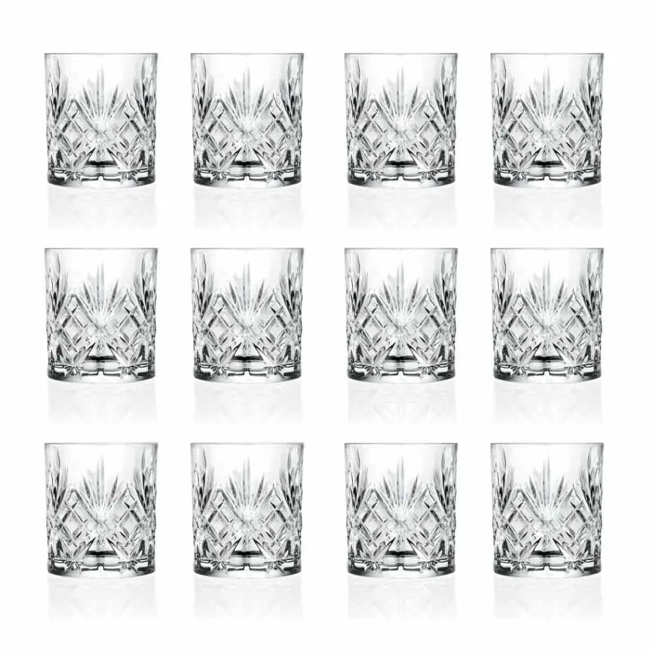 Bicchiere Double Old Fashioned Vintage Design Eco Cristallo 12 Pezzi - Cantabile Viadurini