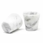 Bicchiere Grappa di Design in Marmo Bianco di Carrara Made in Italy - Fergie Viadurini