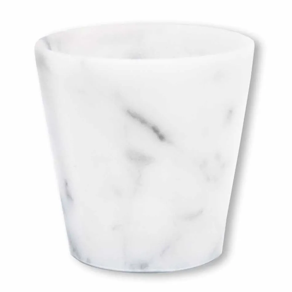 Bicchiere Grappa di Design in Marmo Bianco di Carrara Made in Italy - Fergie Viadurini
