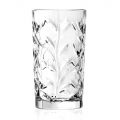 Bicchieri Tumbler Alti in Eco Cristallo Decoro a Foglia 12 Pz - Magnolio