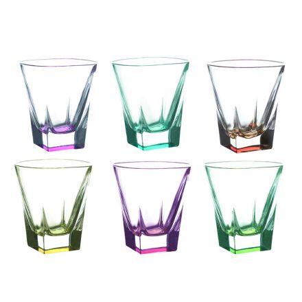 Bicchieri Tumbler Bassi Bibita in Cristallo Eco Colorato 12 Pz - Amalgama Viadurini