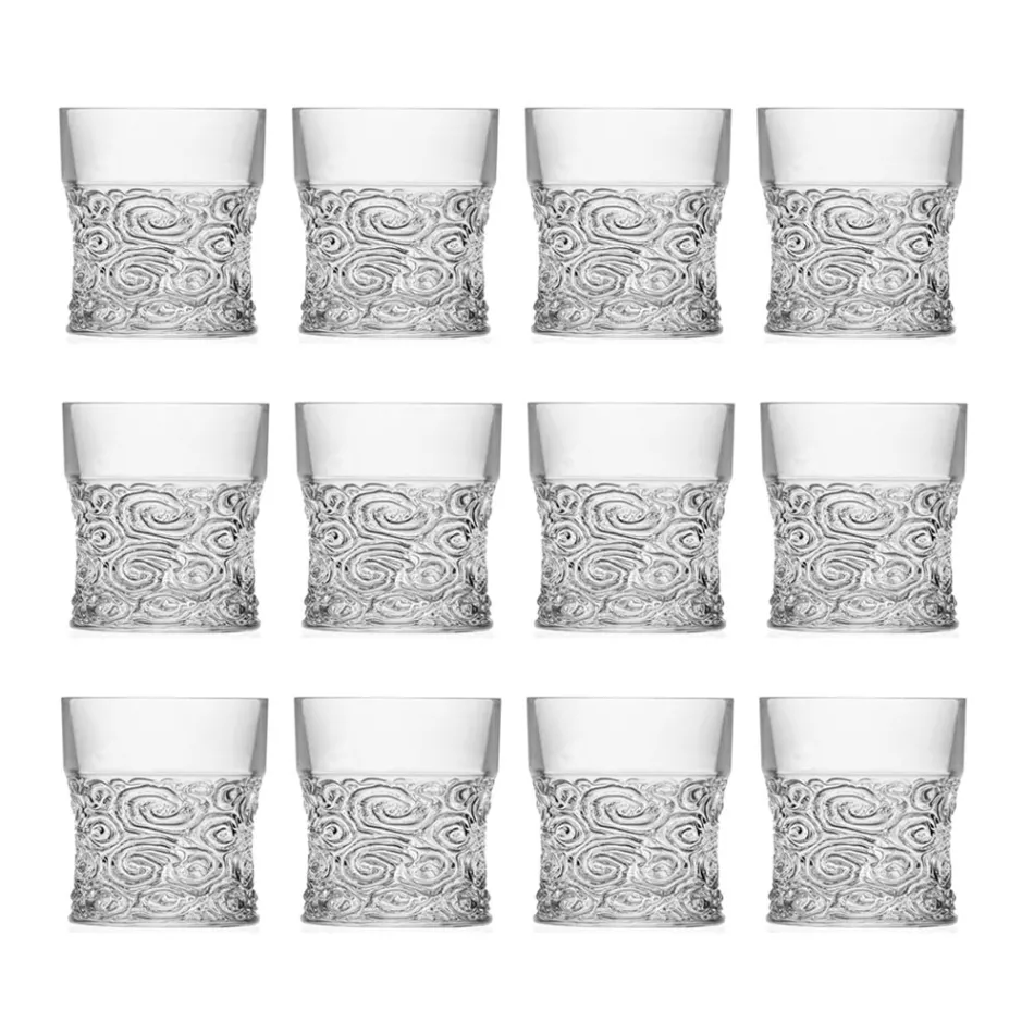 Bicchieri Tumbler Bassi in Eco Cristallo Decoro Audace 12 Pezzi - Ritmo Viadurini