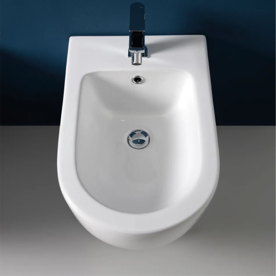 Bidet a Terra Ciclonico Monoforo in Ceramica dal Design Moderno - Aralia Viadurini