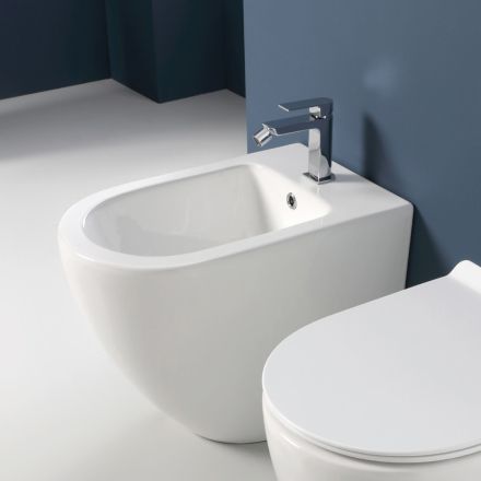 Bidet a Terra Ciclonico Monoforo in Ceramica dal Design Moderno - Aralia Viadurini