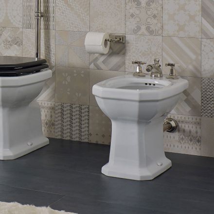Bidet da Terra Bianco in Ceramica Stile Vintage Made in Italy - Nausica Viadurini