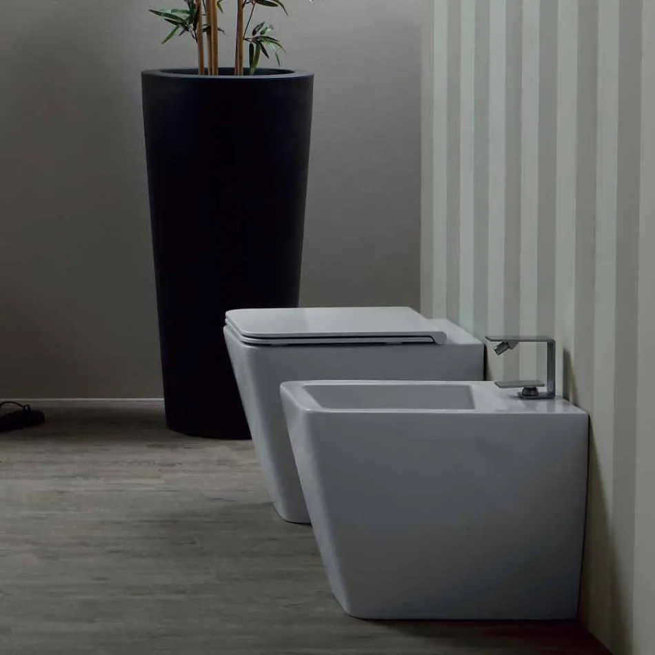 Bidet in ceramica bianco design moderno Sun 55x35 cm made in Italy Viadurini