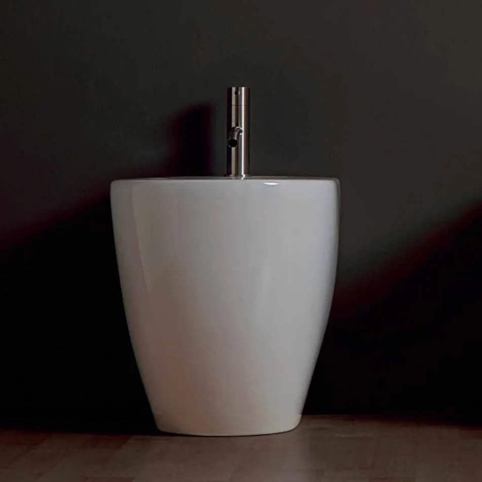Bidet in ceramica moderno Shine Square Rimless 54x35cm made in Italy Viadurini
