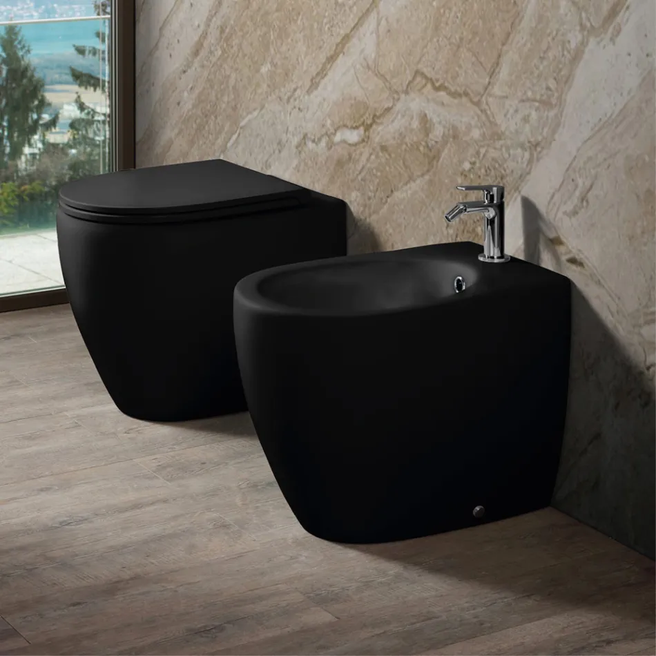 Bidet Monoforo a Terra Ceramica Matt di Due Colori Dal Design Moderno - Aster Viadurini