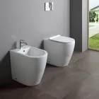 Bidet Monoforo a Terra con Tecnologia Rimless in Ceramica Bianca  - Oleandro  Viadurini