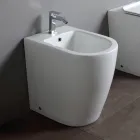 Bidet Monoforo a Terra con Tecnologia Rimless in Ceramica Bianca  - Oleandro  Viadurini