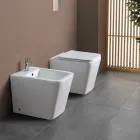 Bidet Monoforo A Terra in Ceramica Bianca dal Design Moderno Elegante - Giunco Viadurini