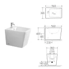 Bidet Monoforo A Terra in Ceramica Bianca dal Design Moderno Elegante - Giunco Viadurini