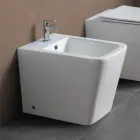 Bidet Monoforo A Terra in Ceramica Bianca dal Design Moderno Elegante - Giunco Viadurini