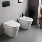 Bidet Monoforo a Terra in Ceramica Bianca dal Design Moderno Elegante - Salice Viadurini
