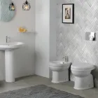 Bidet Monoforo a Terra in Ceramica Bianca dal Design Moderno Elegante - Silice Viadurini