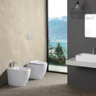 Bidet Monoforo a Terra in Ceramica Bianca Resistente e Design Moderno - Aster Viadurini
