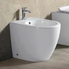 Bidet Monoforo a Terra in Ceramica Bianca Resistente e Design Moderno - Aster Viadurini