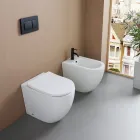 Bidet Monoforo a Terra in Ceramica Bianca Resistente e Design Moderno - Olmo Viadurini
